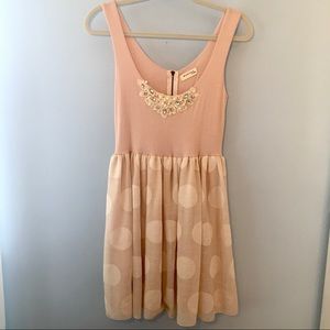 Monteau blush pink dress boho flowy pretty pearls